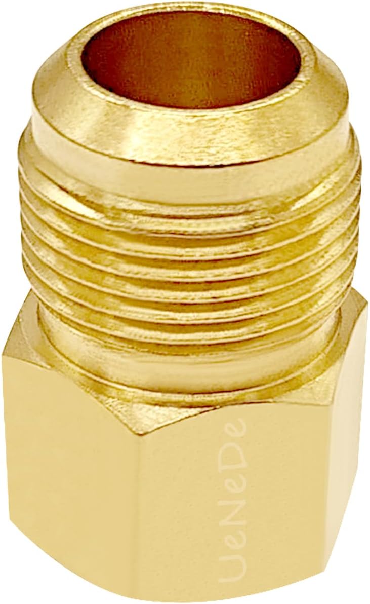 Uenede 2PCS Brass Coupler 5/8" Flare Female to 1/2" Flare Male Tube Gas Adapter Nipples Pipe Fittings Hose Connectors - Image 5